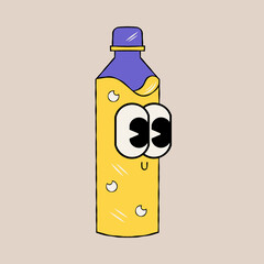 Doodle cute character illustration of drinking bottle sticker