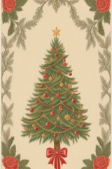 christmas background with christmas tree and decorations