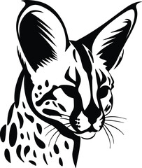 Fototapeta premium Black silhouette of serval head