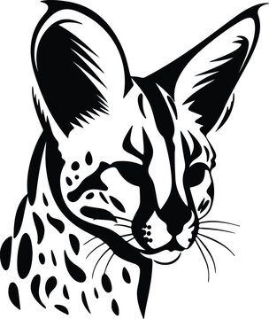 Black silhouette of serval head