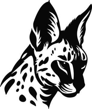 Black silhouette of serval head