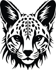 Obraz premium Black silhouette of serval head