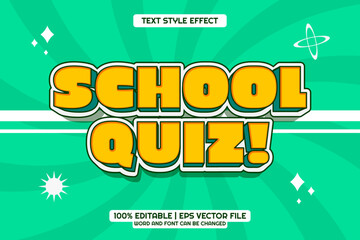 School Quiz Text Effect Editable 3d Cartoon Style