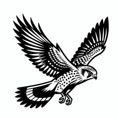 Fototapeta premium Flying kestrel silhouette vector illustration 