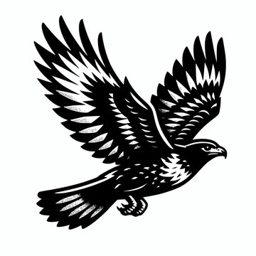 recommend clip art: Flying buteo bird silhouette vector illustration, hawk bird of prey design element
