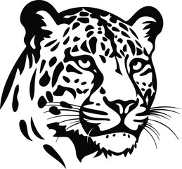 Black silhouette of snow leopard head