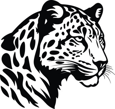 Black silhouette of snow leopard head