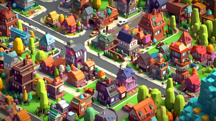Town landscape in games 3d