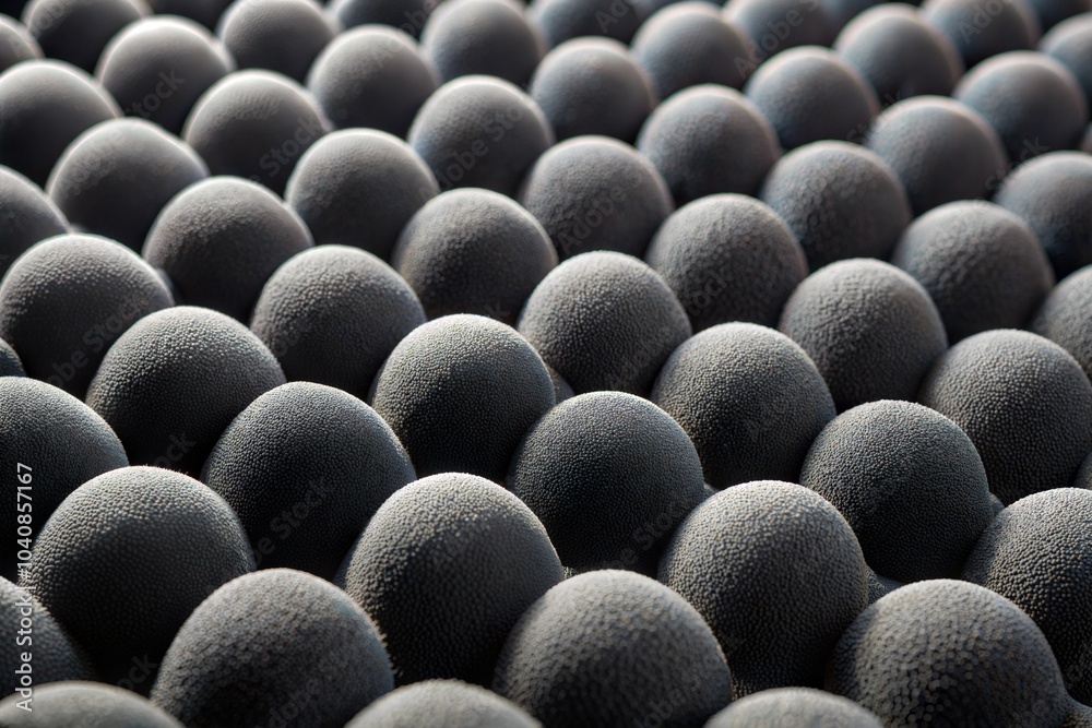 Wall mural grid of gray spheres with repeating black texture pattern