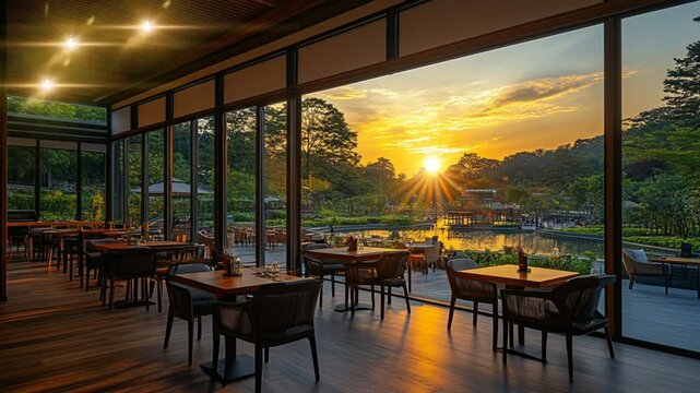 the view of the sun in the afternoon illuminates the elegant Kape room video background 