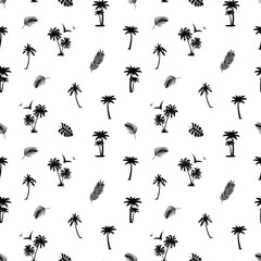 Palm trees seamless  pattern on white background 