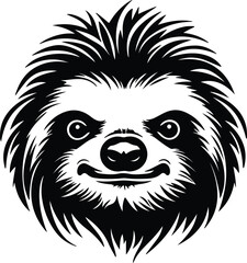 Obraz premium Black silhouette of three-toed sloth head