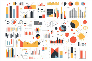 Obraz premium A vector illustration depicting a business report analysis, featuring charts, graphs, and data points