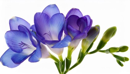 Freesia blue on white background isolated. Beautiful flower.