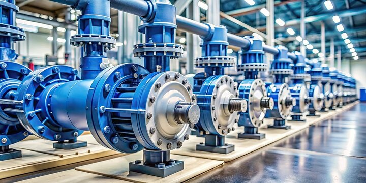 Close up of industrial diaphragm pumps in a factory setting, machinery, equipment, manufacturing, industrial