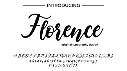 Florence Font Stylish brush painted an uppercase vector letters, alphabet, typeface