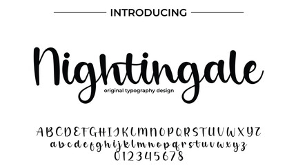 Nightingale Font Stylish brush painted an uppercase vector letters, alphabet, typeface