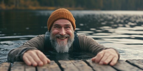 Relaxing in Nature: A Man Enjoying His Time in the Lake