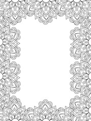 All these designs are hand-drawn and unique 
Flower Border is a Beautiful black and white illustration for adult coloring book,
This is a printable Beautiful Zentangle Coloring page for KDP Interior,