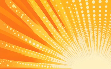 Vibrant Yellow and Orange Halftone Background with Sunburst Effect, Perfect for Vintage-Inspired Templates