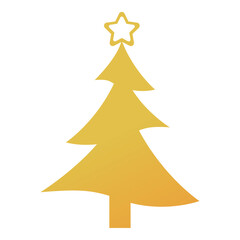 Vector image of a golden Christmas tree icon with a white background