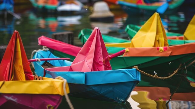 Colorful Paper Boat - a charming and vibrant visual. The playful design captures the essence of creativity and imagination.