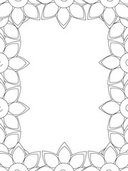 All these designs are hand-drawn and unique 
Flower Border is a Beautiful black and white illustration for adult coloring book,
This is a printable Beautiful Zentangle Coloring page for KDP Interior,