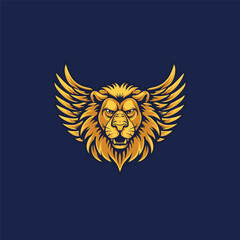 Obraz premium Lion wings logo vector illustration