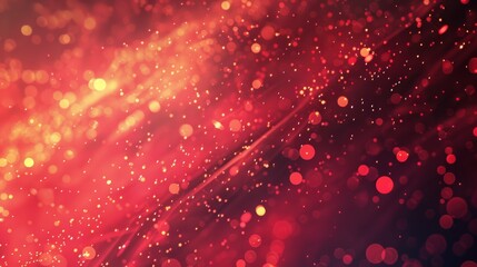 Abstract Red and Yellow Bokeh Background with Glowing Lights and Sparkles.