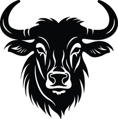 Fototapeta premium Black silhouette of wildebeest head