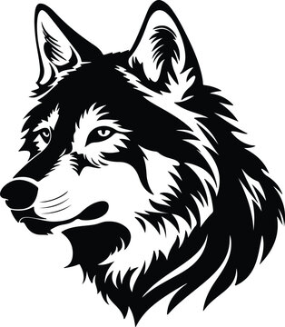 Black silhouette of wolf head