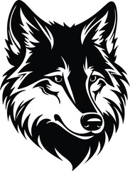 Fototapeta premium Black silhouette of wolf head