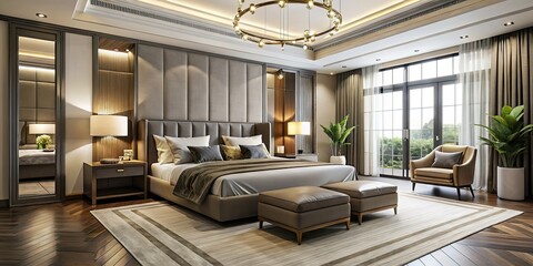 Naklejka premium Elevate your modern home effortlessly with chic, elegant bedroom furniture sets that blend quality craftsmanship and comfort to enhance your personal retreat.