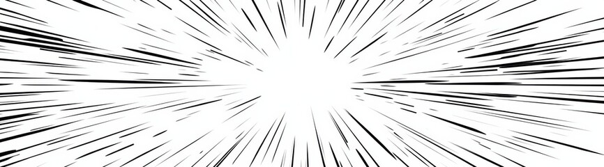 Abstract Comic Book-Style Speed Lines Background Vector Set Featuring Clean Black Lines on White Background, Ideal for Fast-Action Scenes