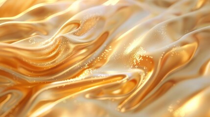 Obraz premium features a golden fabric with a wavy texture, appearing to be made of paper or silk.