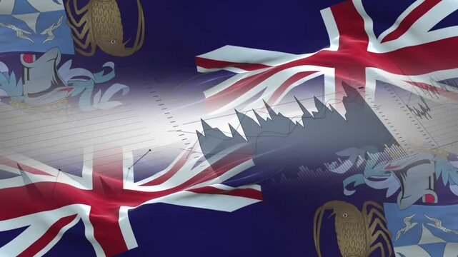 Tristan da Cunha flag - Waving flag on report analytics data statement