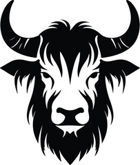 Fototapeta premium Black silhouette of yak head