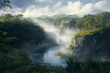 Scenic River Cutting Through Dense Forest Landscape