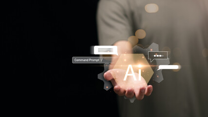 Conversation in chat box icon ,Connect to website or software, Artificial Intelligence ,using...