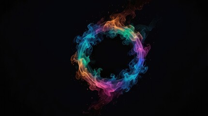 Stunning multicolor smoke ring formation isolated on a deep black background for artistic purposes