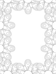 All these designs are hand-drawn and unique 
Flower Border is a Beautiful black and white illustration for adult coloring book,
This is a printable Beautiful Zentangle Coloring page for KDP Interior,