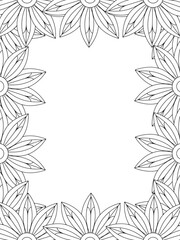 Obraz premium All these designs are hand-drawn and unique Flower Border is a Beautiful black and white illustration for adult coloring book, This is a printable Beautiful Zentangle Coloring page for KDP Interior,