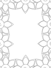 All these designs are hand-drawn and unique 
Flower Border is a Beautiful black and white illustration for adult coloring book,
This is a printable Beautiful Zentangle Coloring page for KDP Interior,