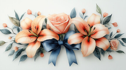 Obraz premium Blooming pink roses on a white background