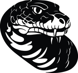 Obraz premium Black silhouette of bull snake head