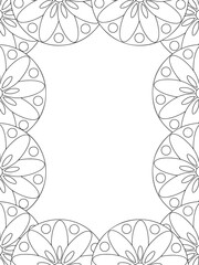 All these designs are hand-drawn and unique 
Flower Border is a Beautiful black and white illustration for adult coloring book,
This is a printable Beautiful Zentangle Coloring page for KDP Interior,