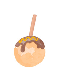watercolor banana, dumpling, muffin, burger, sausage, egg, chocopie,tteok,milk, strawberry sugar, tempura, takoyaki, corndog streetfood popular snack