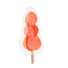 watercolor banana, dumpling, muffin, burger, sausage, egg, chocopie,tteok,milk, strawberry sugar, tempura, takoyaki, corndog streetfood popular snack