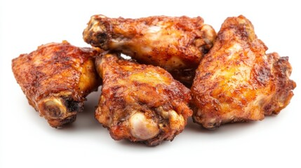 Close-Up of Delicious Chicken Wings on White Background