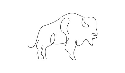 Bison line continuous single line simple illustration art